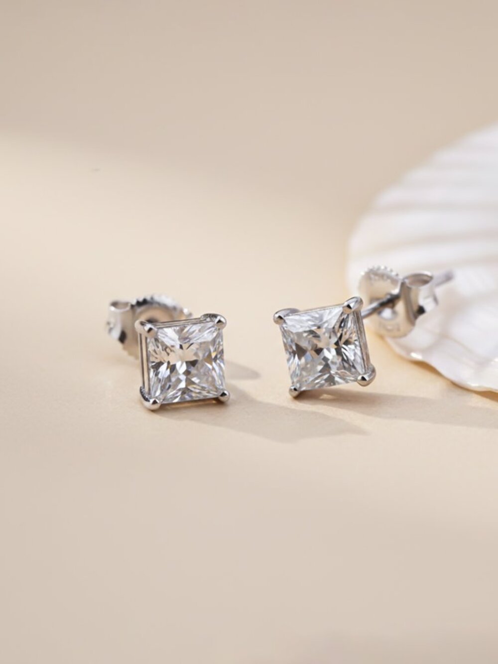 925 Silver Princess Tiny Stud Earrings For Women Gold Vermeil (2.5 Micron)